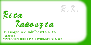 rita kaposzta business card